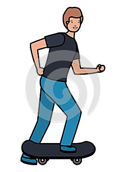 Young man practicing skateboarding character