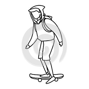 Young man practicing skateboarding