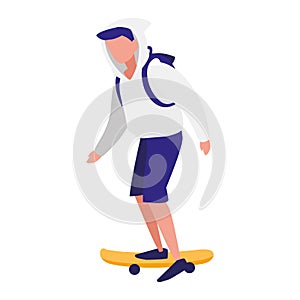 Young man practicing skateboarding