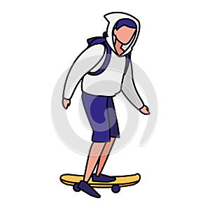 Young man practicing skateboarding