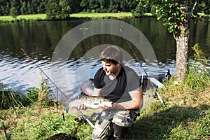 Young man practicing survival training