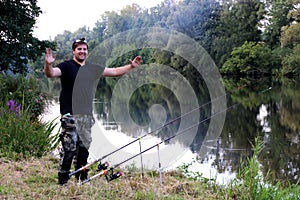 Young man practicing survival training