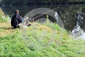 Young man practicing survival training