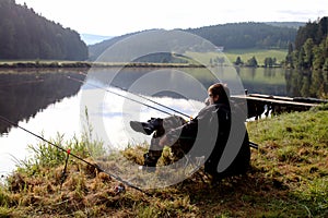 Young man practicing survival training