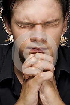 Young man praying