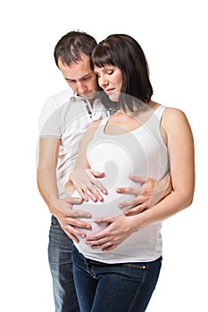 Young man and pregnant woman