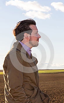 Young Man Profile in the Field