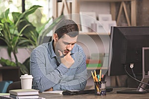 Young Man Programmer Computer Technology Work Concept