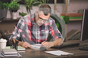 Young Man Programmer Computer Technology Work Concept