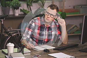 Young Man Programmer Computer Technology Work Concept