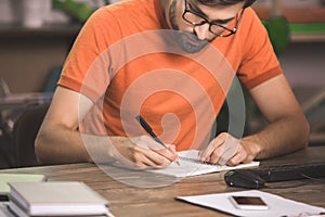 Young Man Programmer Computer Technology Work Concept