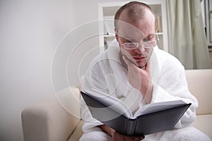 Young man read book