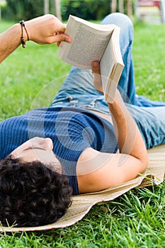 Young man reading photo
