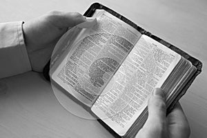 Young man reading bible