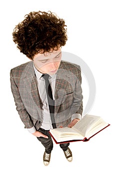 Young man reading book