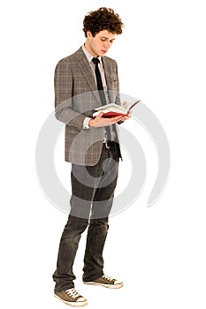 Young man reading book