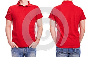 Young man with red polo shirt