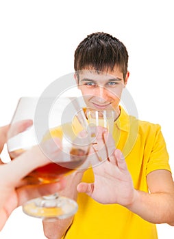 Young Man refuse an Alcohol
