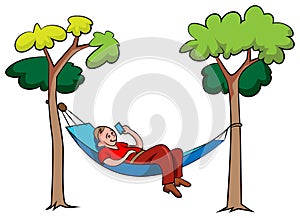 Young man relaxing in hammock in the park