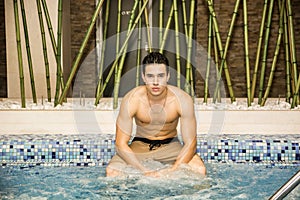 Young Man Relaxing in Spa Whirlpool