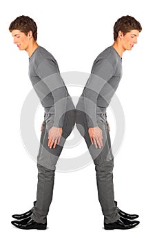 Young man represent letter X