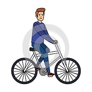 Young man ride bike
