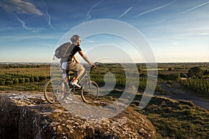 Young man riding mountain bike