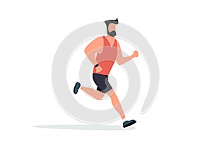 Young man running, Run. Young guy running sport. Vector illustration on white background in modern style