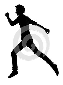 Young man running silhouette