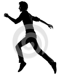 Young man running silhouette