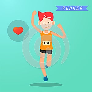 Young man running and training for marathon sport