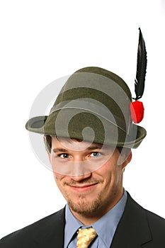 Young man's portrait in Italian Alpini hat