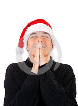 Young Man in Santa Hat