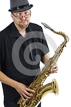 Young man with saxophone