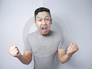 Young Man Screaming, Anger Gesture