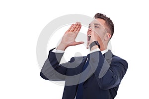 Young man screaming out loud