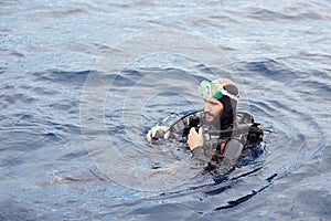 Young man scuba diving