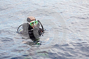 Young man scuba diving