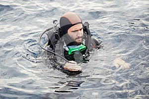 Young man scuba diving