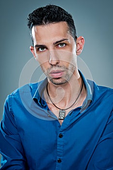Young Man with Serious Expression
