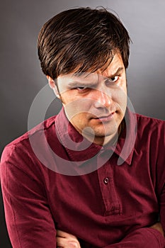 Young man with serious expression
