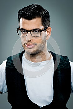 Young Man with Serious Expression photo
