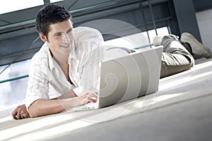 Young man shopping on line