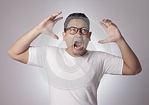 Young Man Shouting, Anger Gesture