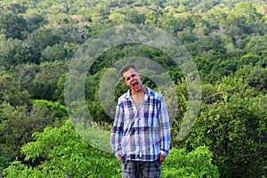 Young man shouting and enjoying his holiday