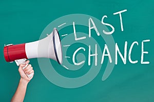 Megaphone with Last Chance Announcement