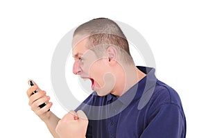 Young man shouting on the phone