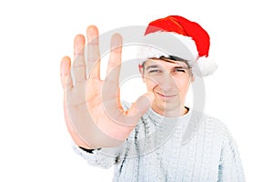 Young Man show a Stop Gesture