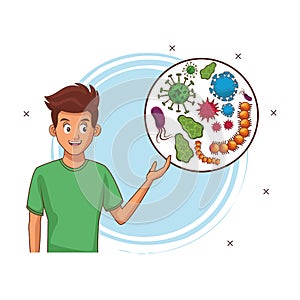 Young man sick cartoon