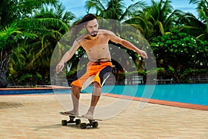 Young man on skateboards